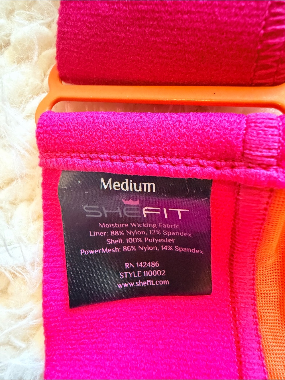 SHEFIT Ultimate Sports Bra Medium High Impact Zip Front Orange Pink Workout - Picture 3 of 5